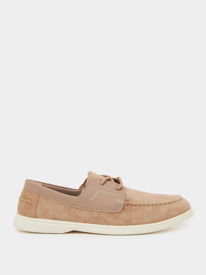 Styli Men Faux Suede Lace-Up Casual Loafers