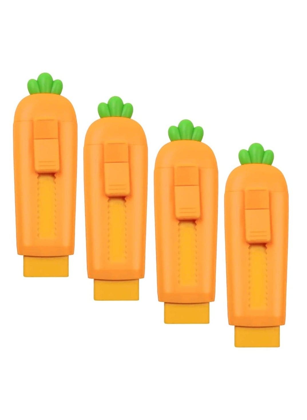 4 Pcs Cute Erasers for Kids, Retractable Eraser Cute Carrot Erasers Rubber, Kawaii Push-Pull Eraser for Writing Drawing Office School Supplies