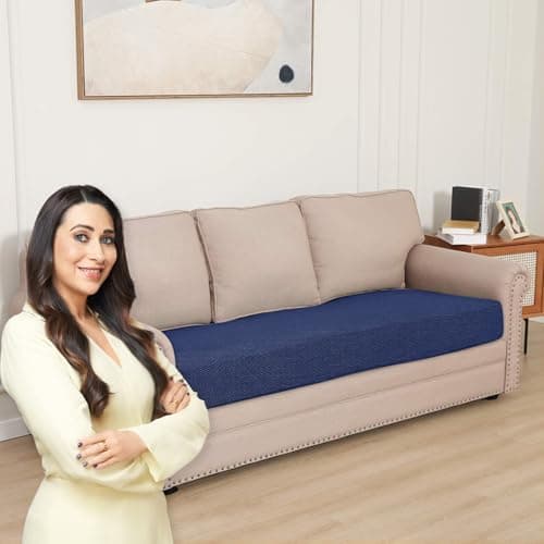 HOKIPO Premium Jacquard Sofa Seat Cushion Cover Slipcover, 3 Seater, Navy Blue (AR-5286-NBL)
