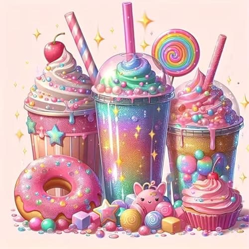 KTHOFCY 5D DIY Ice Cream Diamond Painting Kits for Adults,Sweets Fantasy Full Drill Embroidery Cross Stitch Crystal Rhinestone Paintings Pictures Arts Wall Decor Painting Dots Kits 11.8X11.8 inch
