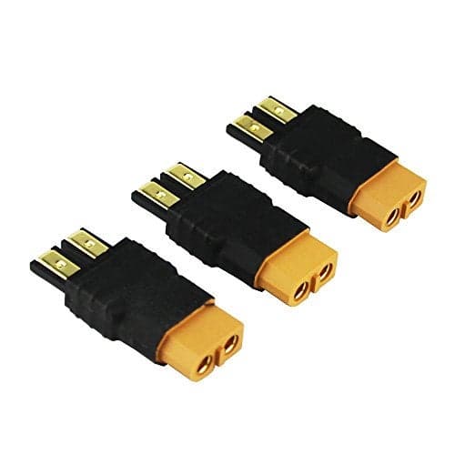 OliYin 3pcs Compatible with TRX Male to XT60 Female Connector RC Wireless Charger Adapter LiPoPack of 3