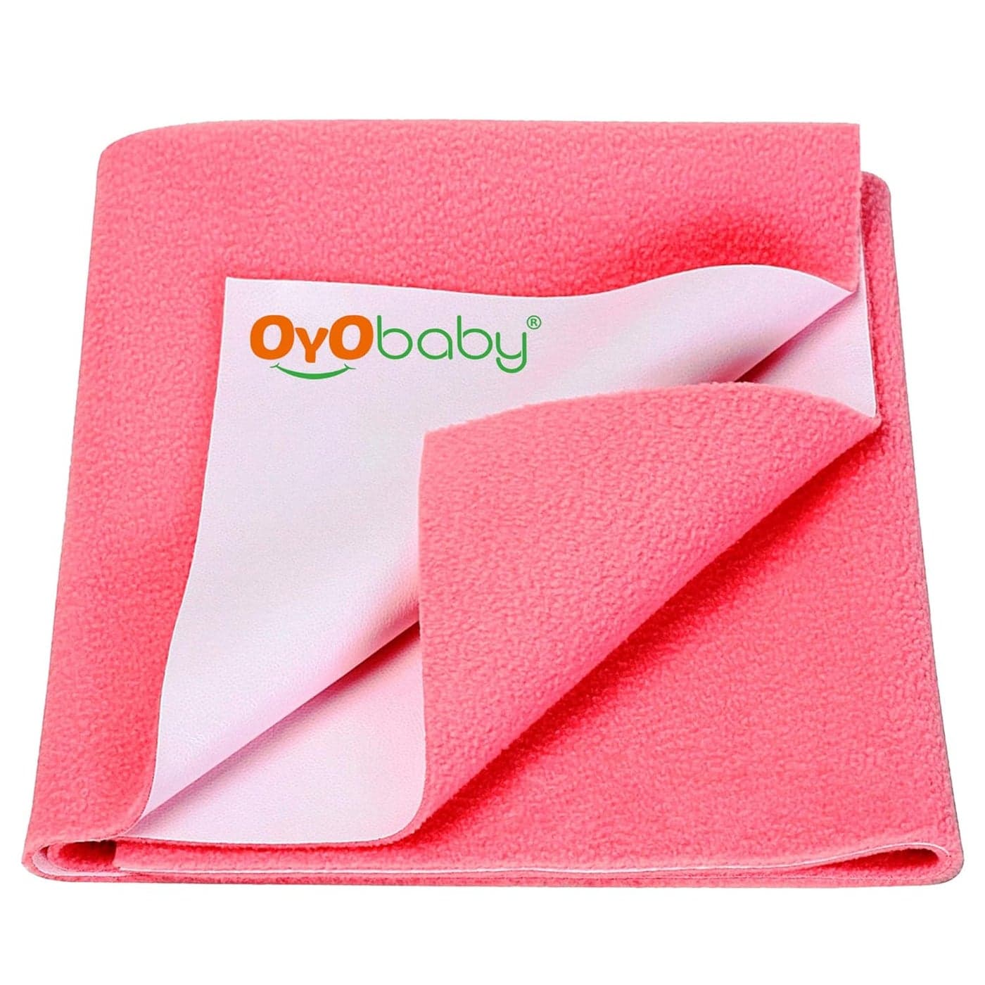 OYO BABY Breathable Cotton Bed ProtectorAntiPiling Fleece Extra Absorbent WashableWaterproof Quick Dry Sheet For BabyBaby Bed Protector Sheet For Kids And AdultsLarge 100Cm X 140Cm Salmon Rose