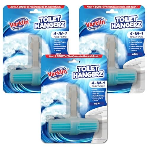 Varklin Toilet Rim Hangerz - Buy 2 Get 1 Free | Aqua Pack of 3 | Automatic Bowl Cleaner | Refreshing Aqua Freshness for a Cool, Clean Washroom | Easy-to-Use Toilet Cleaner | Lasts Upto 4 Weeks