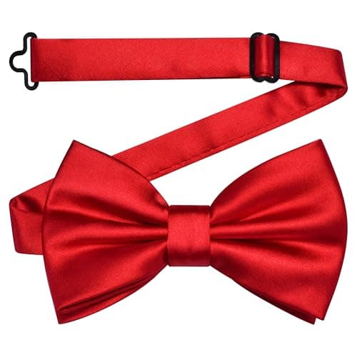 Branduce Red Bow Tie for Men Pre-tied Adjustable Silk Blend Bowties for Wedding Party (BB05-01)