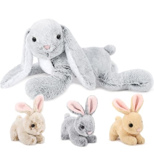 MaoGoLan 4Pcs Easter Bunny Stuffed Animals with 3 Babies Inside 24 Soft and Cuddly Giant Rabbit Plush Easter Stuffed Bunny Gift for KidsBoysGirls