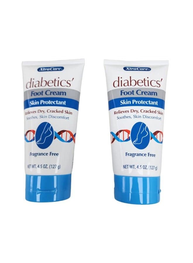 Diabetics Foot Cream Skin Protectant 4.5oz, Soothes Dry and Cracked Skin, Fragrance Free 2-Pack