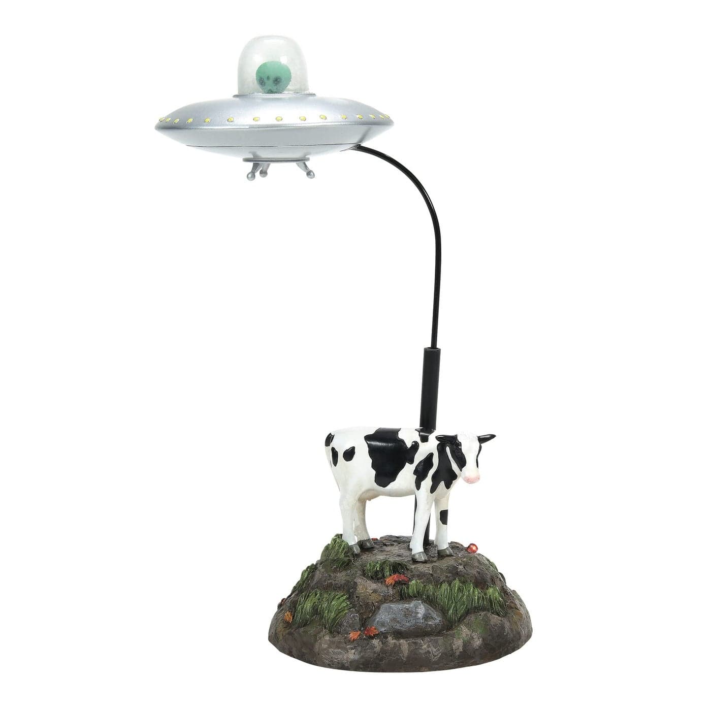 Department 56 Village Collection Accessories Halloween Udderly Unbelievable UFO and Cow Animated Figurine 94 Inch Multicolor