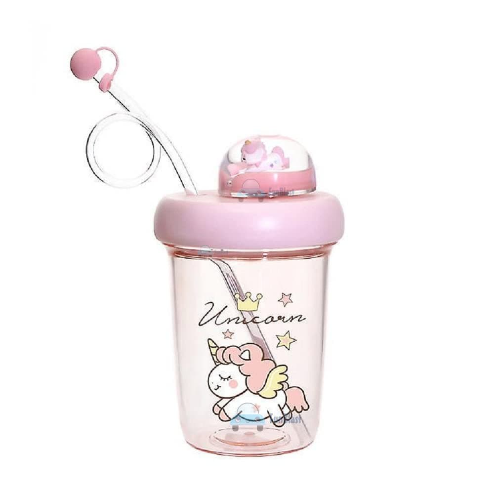 FunBlast Sipper Bottle for Kids, Sipper for Kids, Sipper Water Bottle with Straw, Cute Sipper Water Bottle for Kids - Anti-Leak Cartoon Kids Sipper for Kids, Sipper for Girls (390 ML) (Unicorn Sipper)