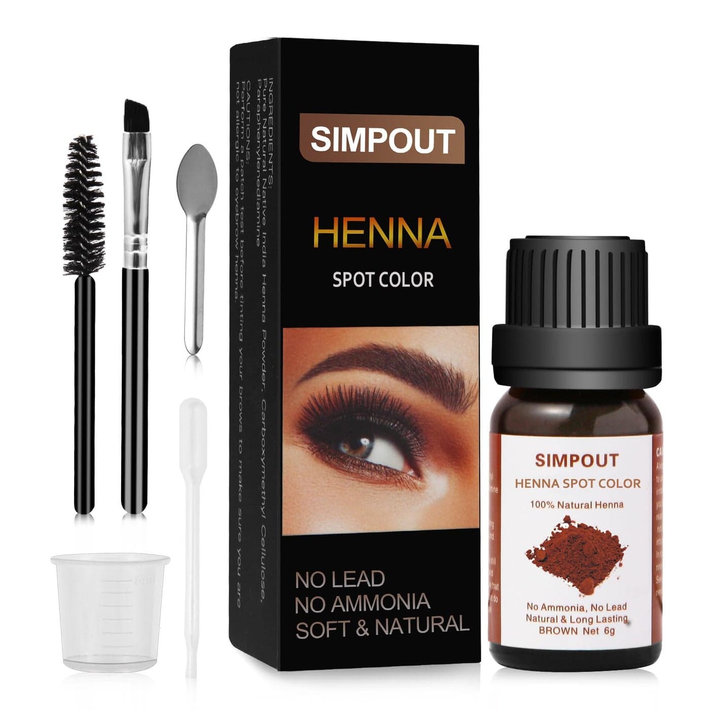 Simpout Purely Natural Henna Hair Powder 6 grams Instant Spot Color Henna Hair Kit Professional Spot Coloring for Salon Home Use Easy to Use Brown 01