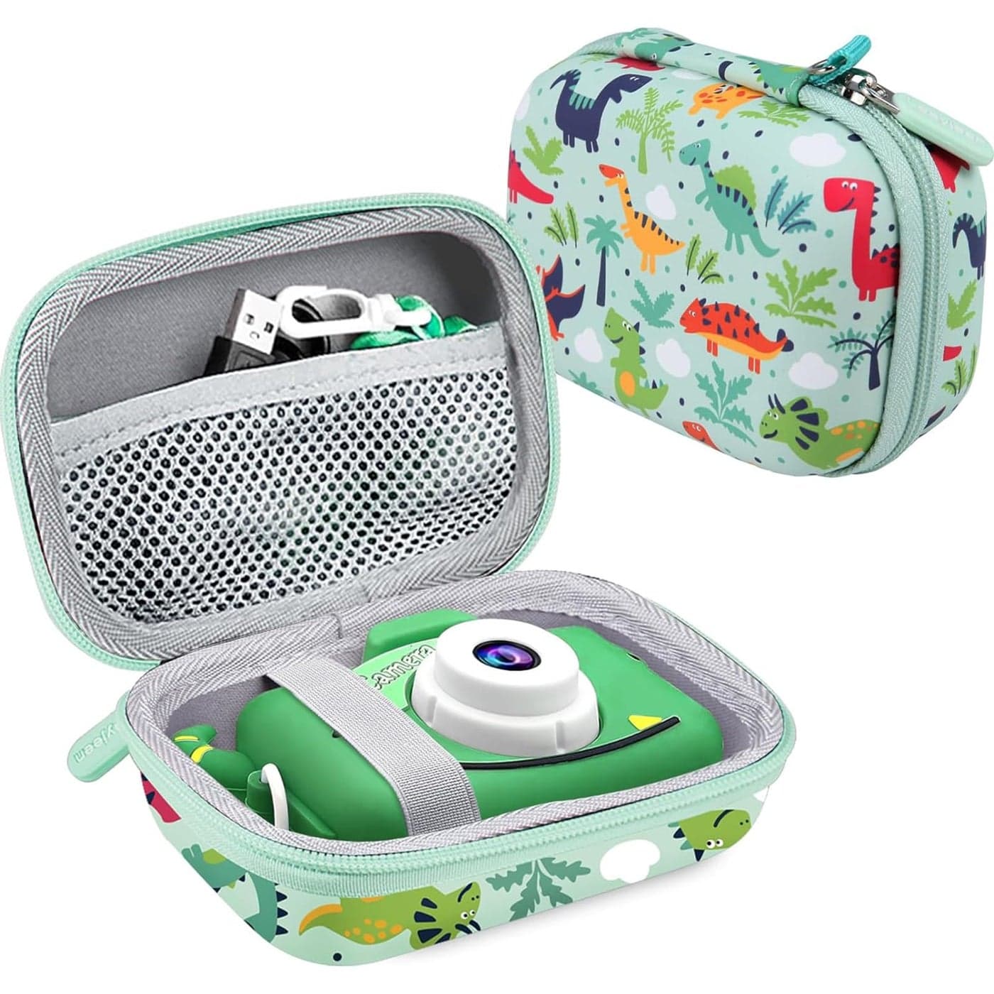 Leayjeen Kids Camera Case Compatible with Goopow/Mgaolo/HOOMOON/Hangrui Kids Camera Toys and Children Digital Video Camcorder Camera,Best Christmas and birthday gifts -Green Dinosaur(Case Only)