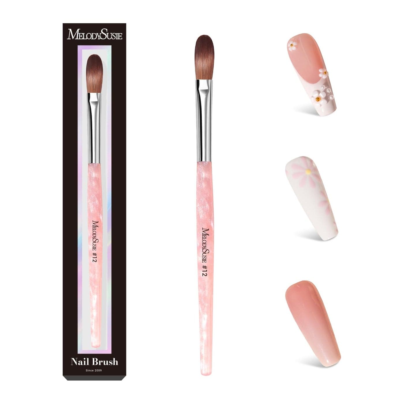 MelodySusie Kolinsky Acrylic Nail Brush66 Kolinsky Hair Professional Nail Art Brush for Acrylic ApplicationAurora Collection Fine Glitter BrushSize 12