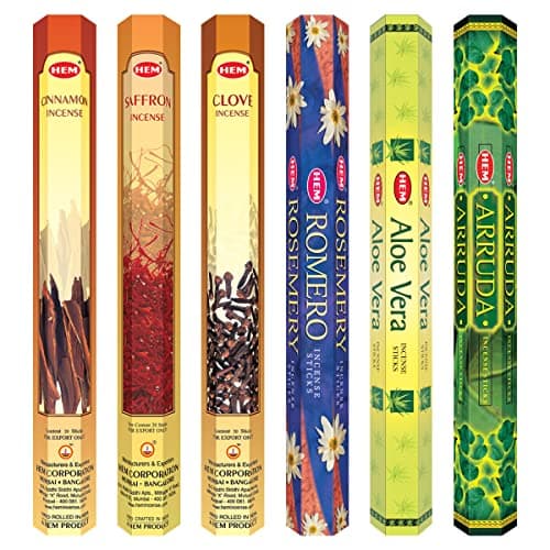 Hem Herb & Spice Collection Incense Sticks | Aloe Vera, Saffron, Rosemary, Cinnamon, Arruda & Clove Fragrances | Ideal for Puja, Meditation & Gifting | Burns 35-40 Min | Combo Pack of 120 Agarbatti