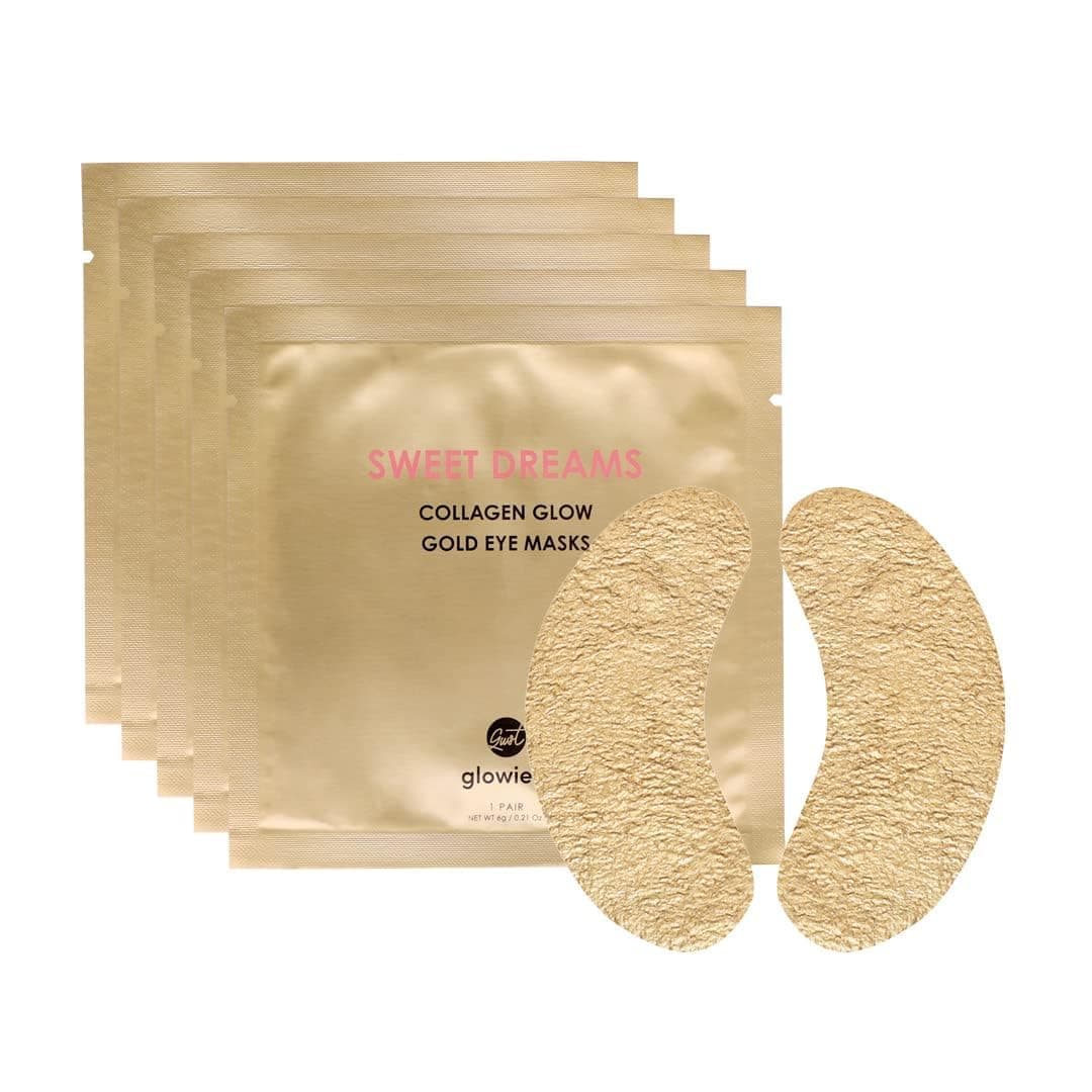 Sweet Dreams Collagen Glow Gold Eye Masks l Under Eye Patches for Beauty Self Care Wrinkle Patches l Puffy Eyes and Dark Circles Treatments Collagen Niacinamide Hyaluronic Acids Peptides