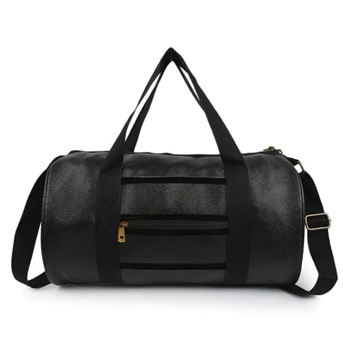 True Indian 20L Leather Gym Duffle Bag for Men & Women | Adjustable Shoulder Gym Bag | Unisex Gym Bag | Duffle Bag for Gym, Sports, Training, Workout & Fitness Bag (Black)