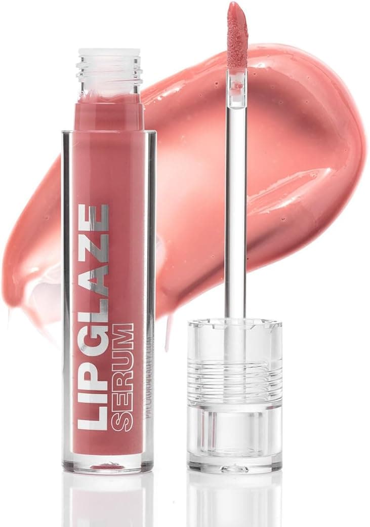 Palladio Lip Glaze Serum Hydrating Lip Gloss with Peptides Hyaluronic Acid for Plump Smooth and Nourished Lips Vegan HighShine NonSticky Finish Blush Brulee