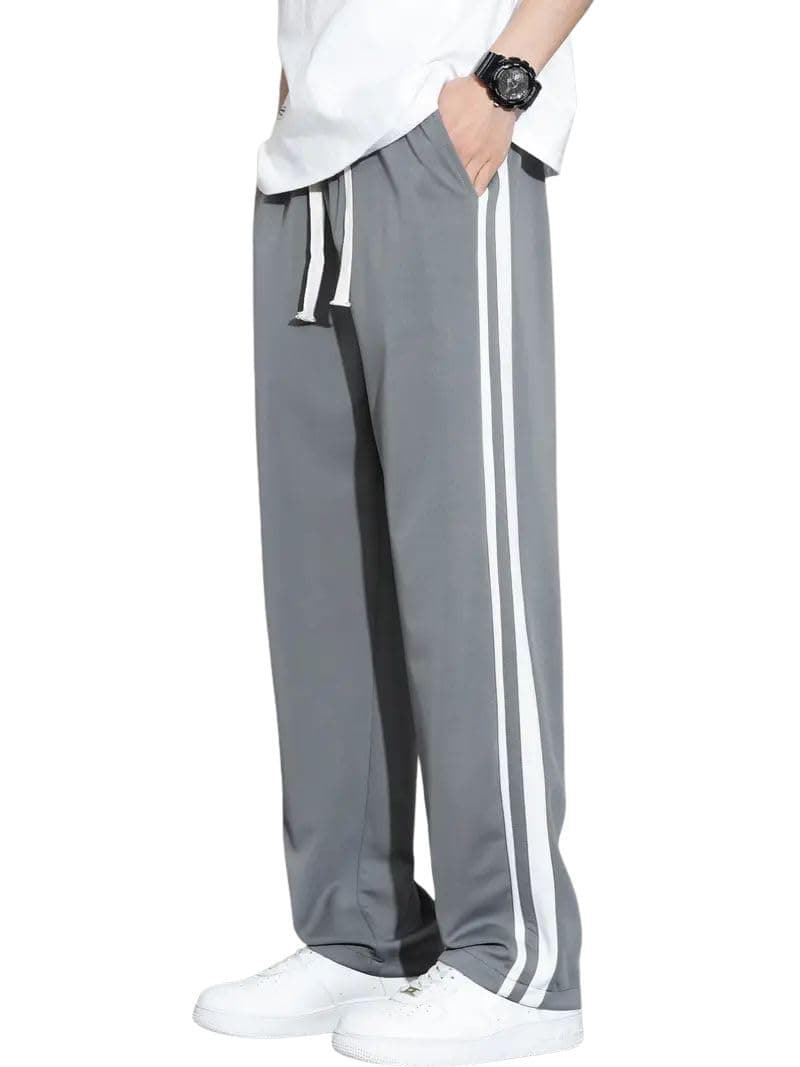 Samfor Men’s Polycotton Track Pants with Stylish White Side Stripes|Comfortable Joggers for Men|Casual Sportswear Bottom Wear|Gym, Workout, Exercise, Walking, Running, Sports, Yoga, Dance, Travel