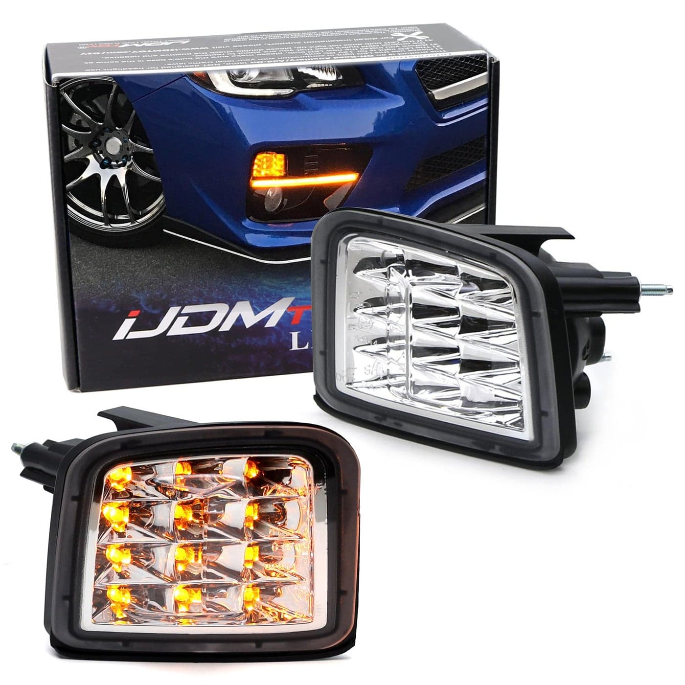 iJDMTOY Clear Lens Amber LED Front Turn Signals Compatible With 1521 Subaru WRXSTi Front End JDM Style Smoked Lens