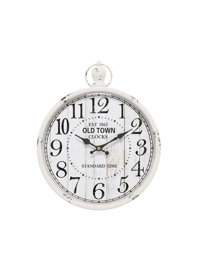 Menterry Retro Round Wall Clock. White Vintage Antique Style. Battery Operated Silent Wall Clocks for Farmhouse,Bathroom,Kitchen,Bedroom,Office, (11.8" H x 9.3" W)