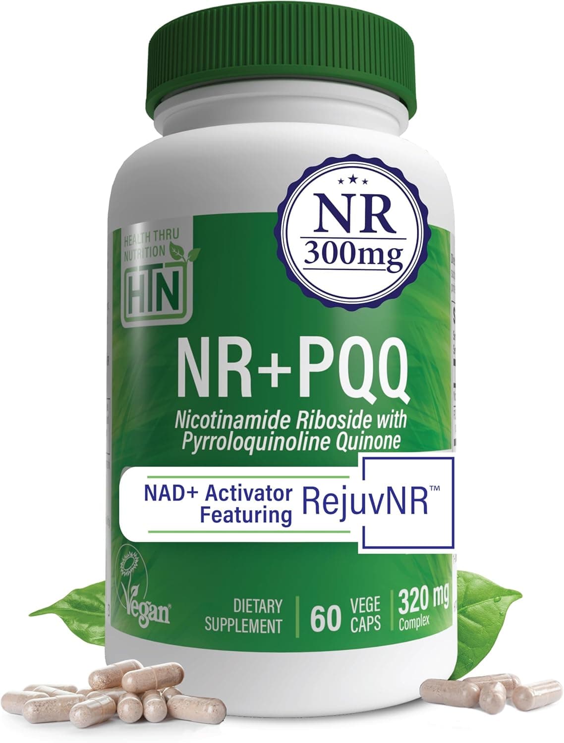 Health Thru Nutrition NAD Activator NR with PQQ 300mg Nicotinamide Riboside 20mg PQQ Mitochondria Maximizer NonGMO Pack of 60