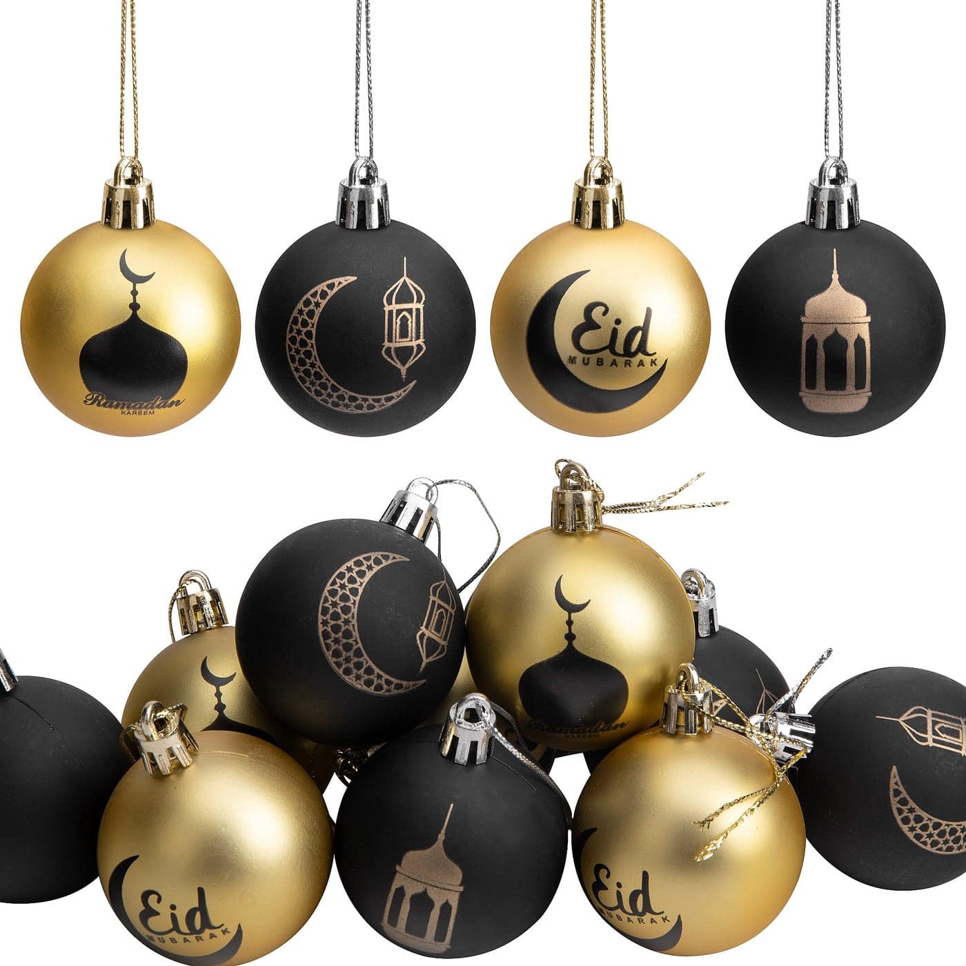 12Pcs Ramadan Kareem Hanging Ball Ornaments 196 Islamic Muslim Party Decorations for Eid Mubarak and Ramadan Celebration