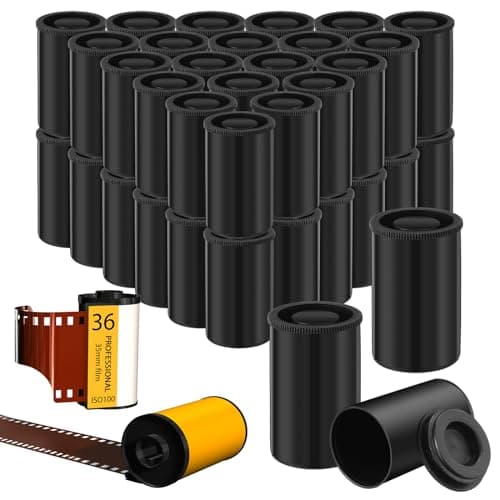 Wenqik 50 Pcs Film Canisters with Caps for Rockets 35 mm Plastic Empty Film Canister Holder Camera Reel Containers for Beads Fish Hook Keys Small Accessories Storage(Black)