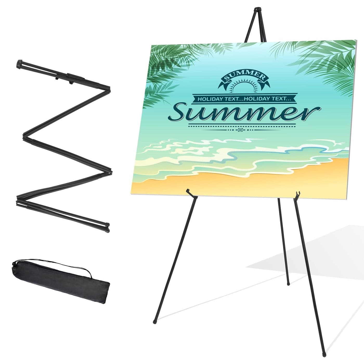 Easel Stand for Wedding Sign Poster Display 63 Portable Art Easel for Floor Adjustable Metal Easel Black