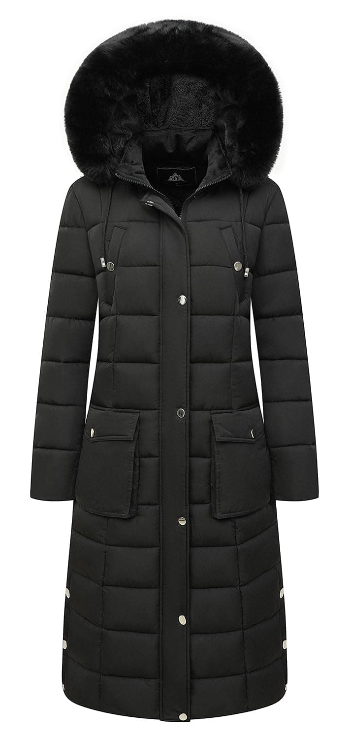 MOERDENG Women's Waterproof Long Winter Coat Thickened Down Alternative Jacket Warm Puffer Jacket Parka