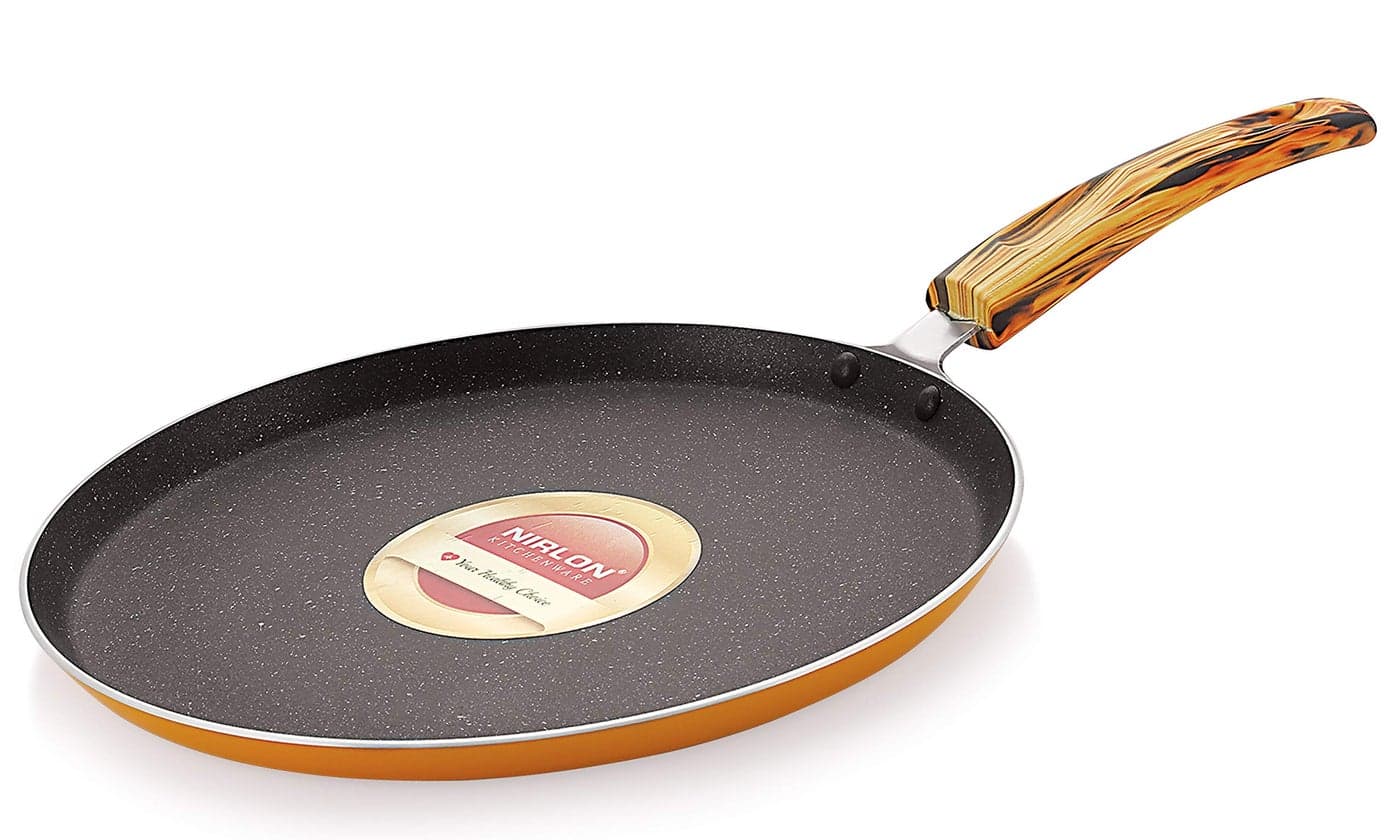 Nirlon Orange Flamy Non Stick Aluminium Gas & stovetops Friendly Flat Dosa Tawa 26cm