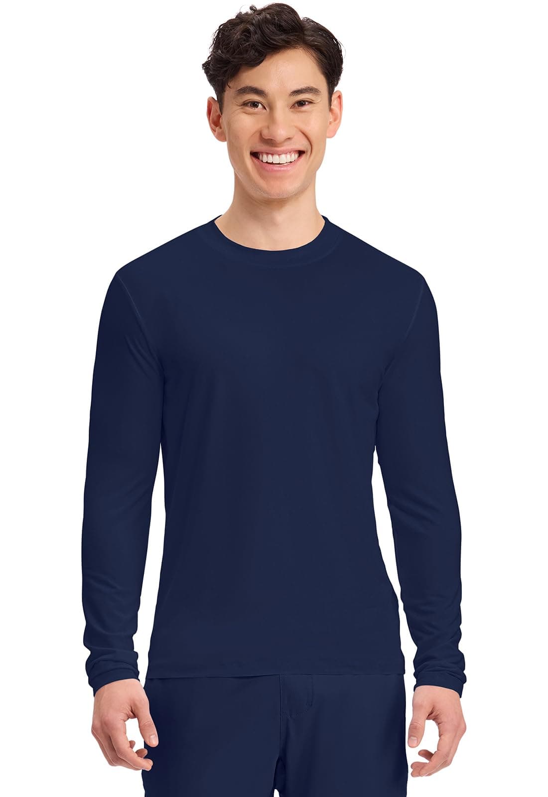 Cherokee Men's Long Sleeve Underscrub Tee Modern T-Shirt with Crew Neck - CK807, M, Navy