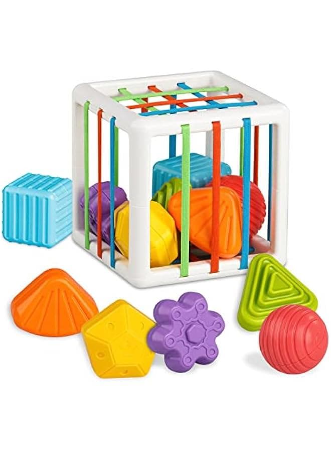 Montessori Toys for 1 Year Old, Cube u0026 6 Sensory Shape Blocks, Baby Toys 12-18 Months, Developmental Infant Birthday Gifts for Learning Toddler Age 1 2 3
