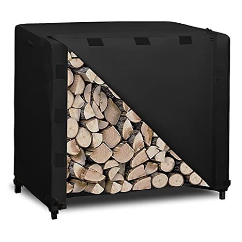 EasyGoing 4 Feet Outdoor Log Rack Cover Waterproof Weatherproof Firewood Cover with Openable Front Flap Cover Only Rack Not Included