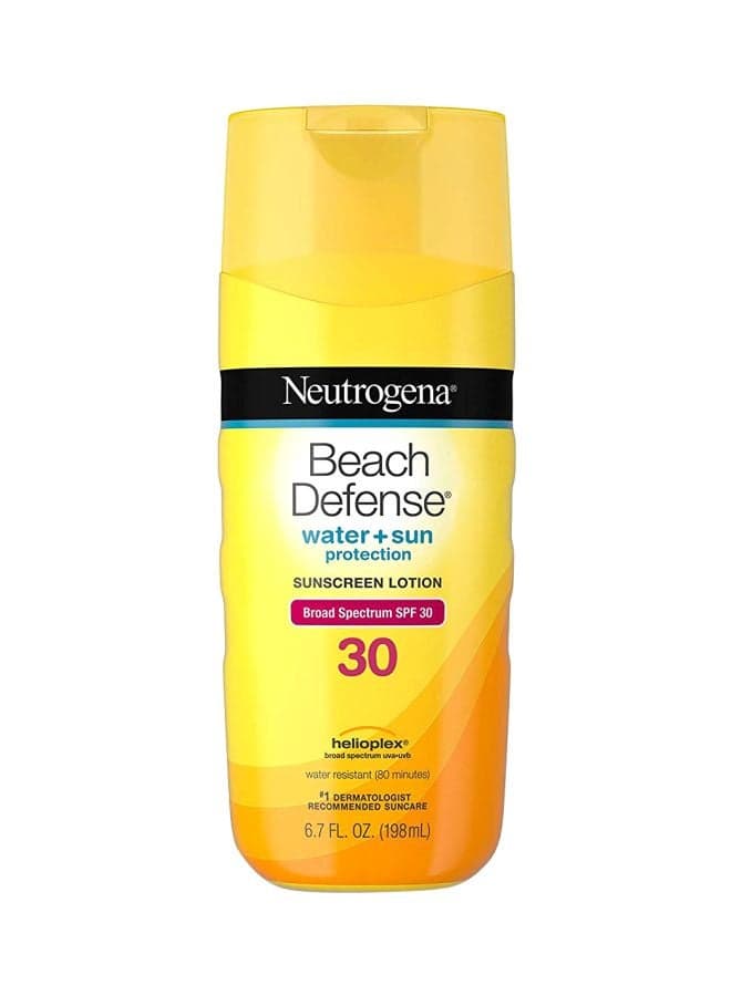 Beach Defense Water Plus Sun Sunscreen Lotion SPF 30 Yellow 6.7Fluid Ounce