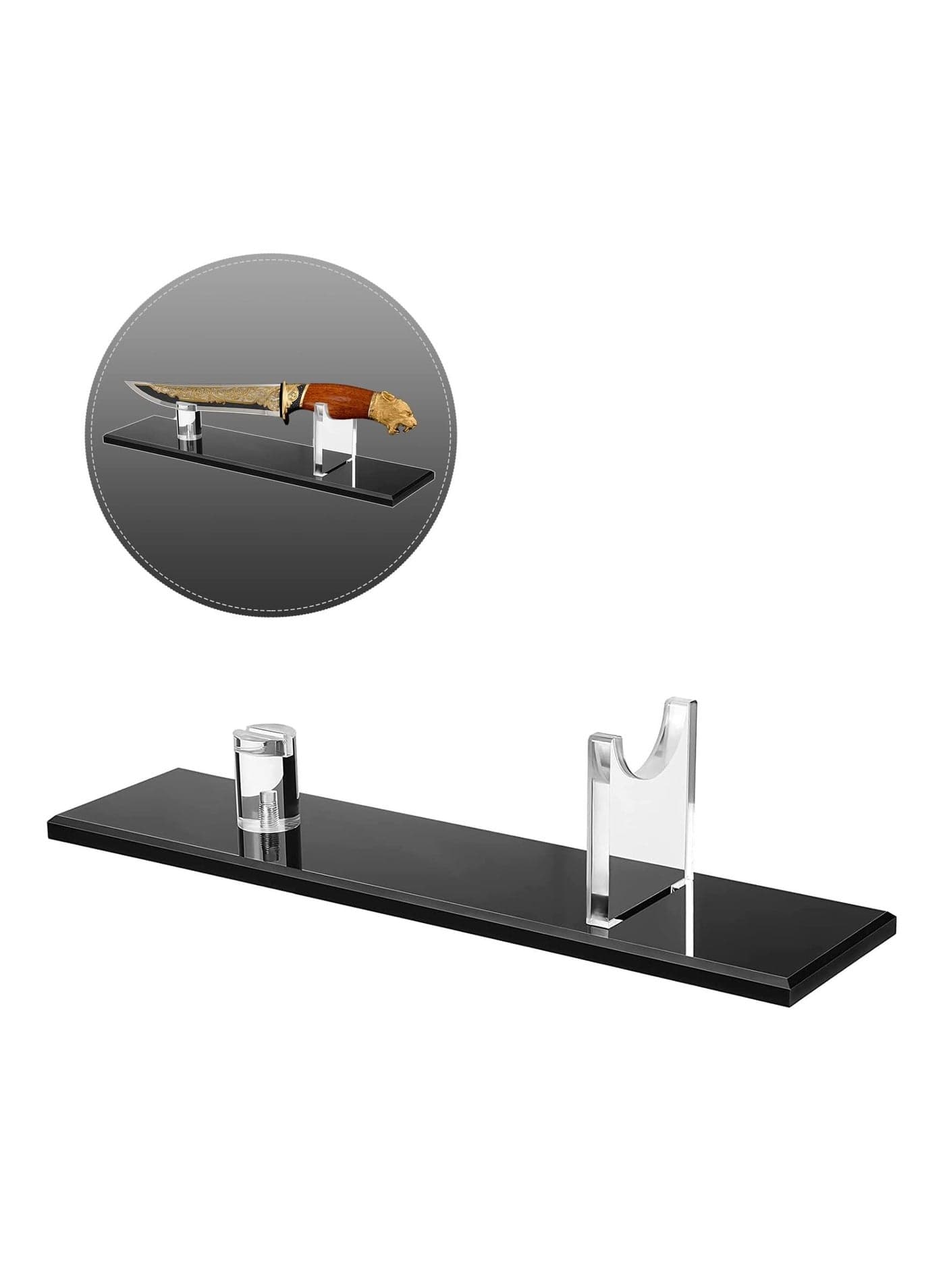 Acrylic Knife Display Stand, Desktop Display, Single Holder for Home Decor (Black Base)