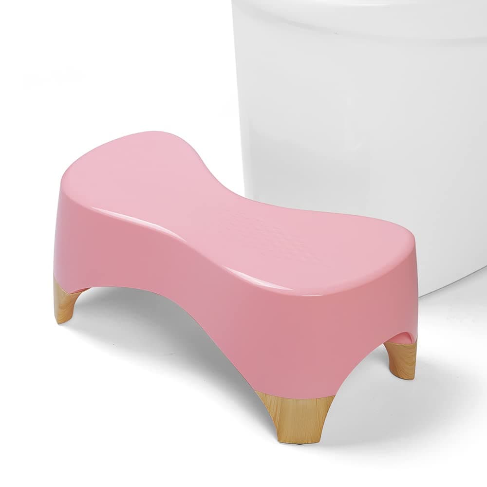 Toilet Stool7 Squatting Poop Stool 550 lbs Weight Capacity Toilet Potty Stool for Adults and Kids with NonSlip mat PinkBamboo Color