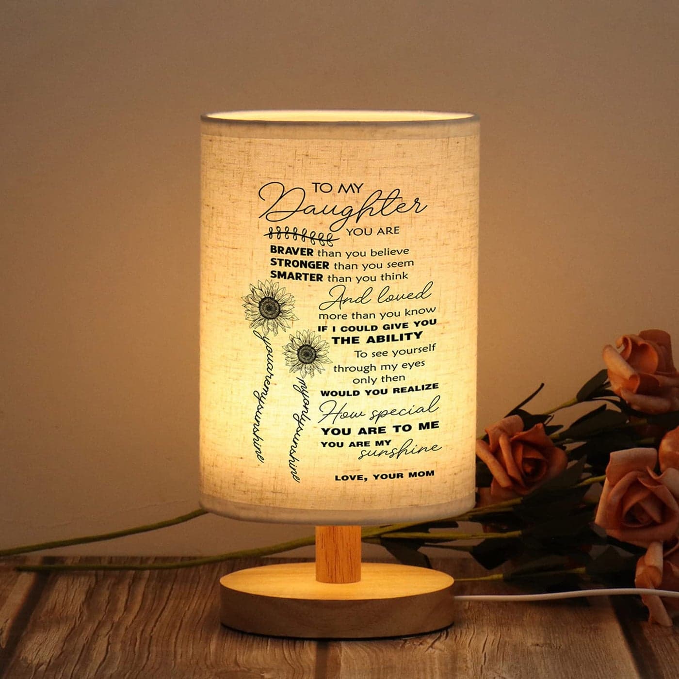 WSYEAR Daughter Gift from Mom -Mom Daughter Gifts Ideas Table Lamp Gift for Daughter Kids Girl Teens Present Night Light Gifts for Birthday,Graduation Gifts