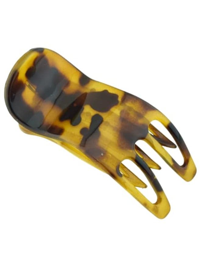 Parcelona French Simply Bear Paw Medium 3 Celluloid Acetate Side Slide In Jaw Yoga Fine Hair Claw Clip for Women and Girls Light Tortoise Shell