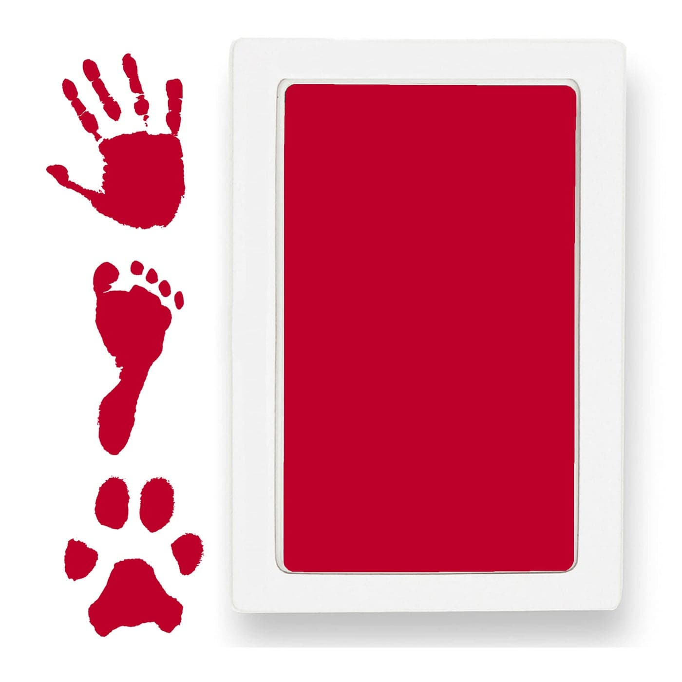Extra Large Clean Touch Ink Pad for Baby Handprints and Footprints Inkless Infant Hand Foot Stamp Safe for Babies Doesnt Touch Skin Perfect Family Memory or Gift by Tiny Gifts Red