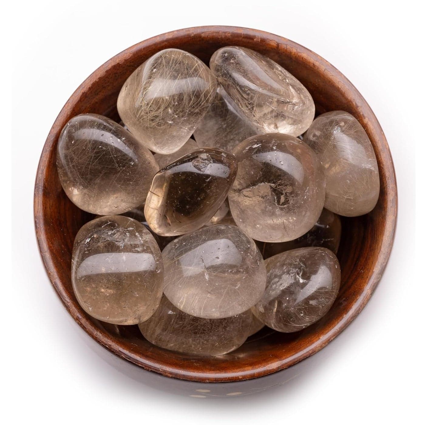 Plus Value Indian Smokey Smoky Quartz Tumbles Stone Pebbles Tumbled Healing Crystal Metaphysical Healing Chakra Stone 300Grams Wooden Bowl