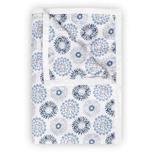 Divine Casa Floret 100% Cotton Single Dohar | 120 GSM | Soft & Lightweight Throw Blanket | Cozy & Breathable Bedding | All-Season Comfort | 210 x 140 CM, Blue Beige