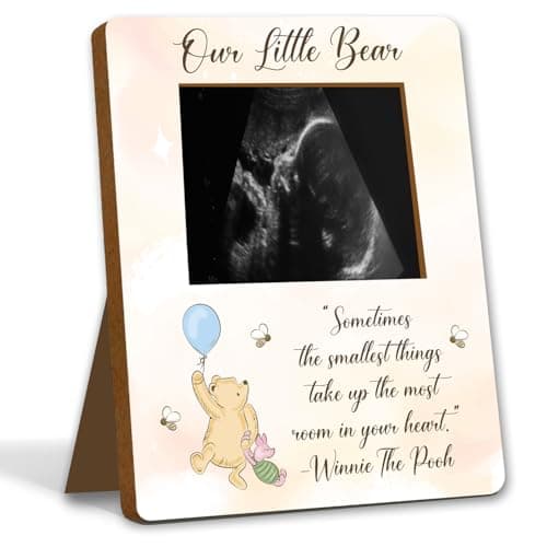 ALodr Winnie Baby Shower Picture Frame, the Pooh Ultrasound Picture Frame, Winnie Baby Shower Decor, the Pooh Gender Reveal Decor, Cute Bear Pregnancy Milestone Keepsake, Winnie's Gifts