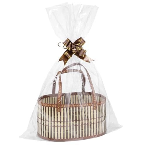 2Set Large Sturdy Bamboo Baskets for Gifts Empty Hold 15 lbs Each Easy to Assemble Rustic Gifts Wrapping Basket Kit for GraduationsMothers DayBirthdaysBaby ShowerWeddingHousewarming