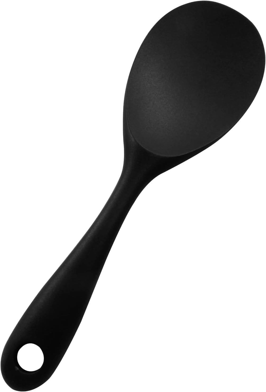 Baskety Non-Stick Rice Spoon Silicone Ladle Soup Spoon with Handle for Dining Table 22.3 x 6.8 cm (Pure Black)