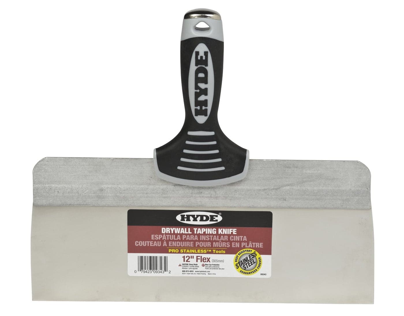 Hyde Tools 09343 12Inch Pro Stainless Steel Taping Knife with Extruded Back Blue