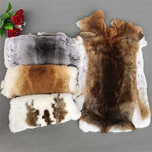 Assorted Natural Rabbit Hide Skin Fur Pelts Grade Craft with Sewing Quality Leather 12" by 14" for Decoration, Cat or Dog Toys, Sewing, or Crafting Fur Hide (5PCS Bulk)