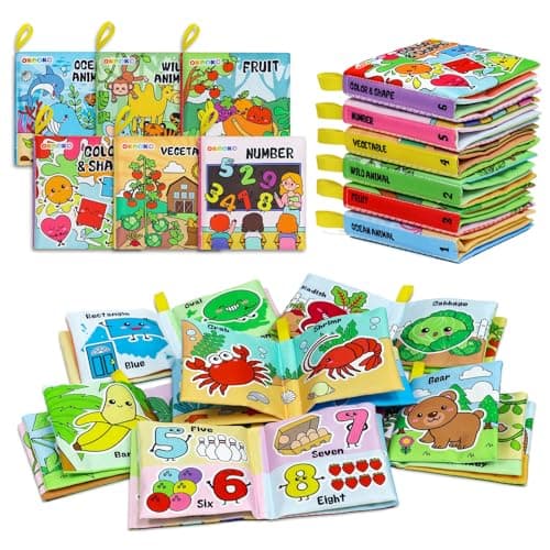 OKOOKO Soft Baby Books 6PCS Soft Cloth Books Bath Books Crinkle Washable NonToxic Early Education Preschool Learning Toy for Newborns Babies Infants Toddlers Kids