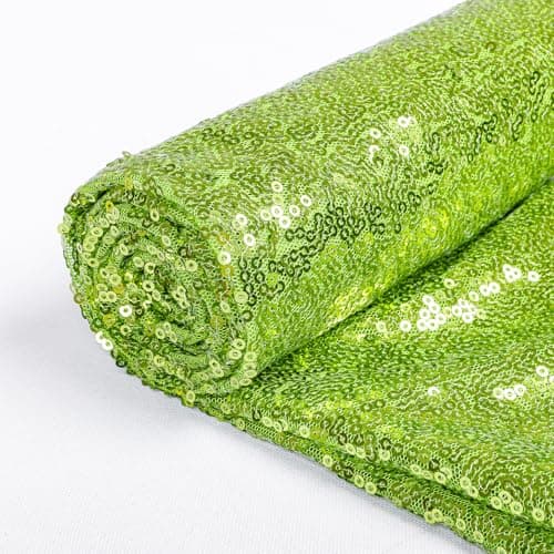 ShinyBeauty 3 Feet 1 Yards-Olive Green-Sequin Fabric by The Yard, Sequin Fabric Tablecloth, Table Runner, Table Overlay, Sequin Backdrop Decoration
