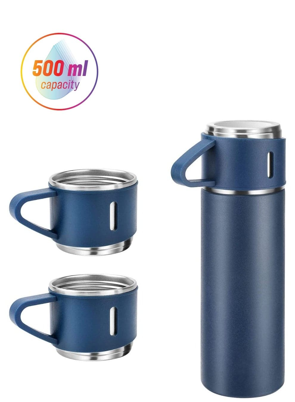 Top Grade Stainless Steel Thermos Flask w/ Gift 500ml Modern Tumbler Box Bottle Coffee Cup with Handle Vacuum Insulated, BPA Free Leak-proof Mug, Hot & Cold Up to 12 Hours for Work, Outdoor, Biking, B