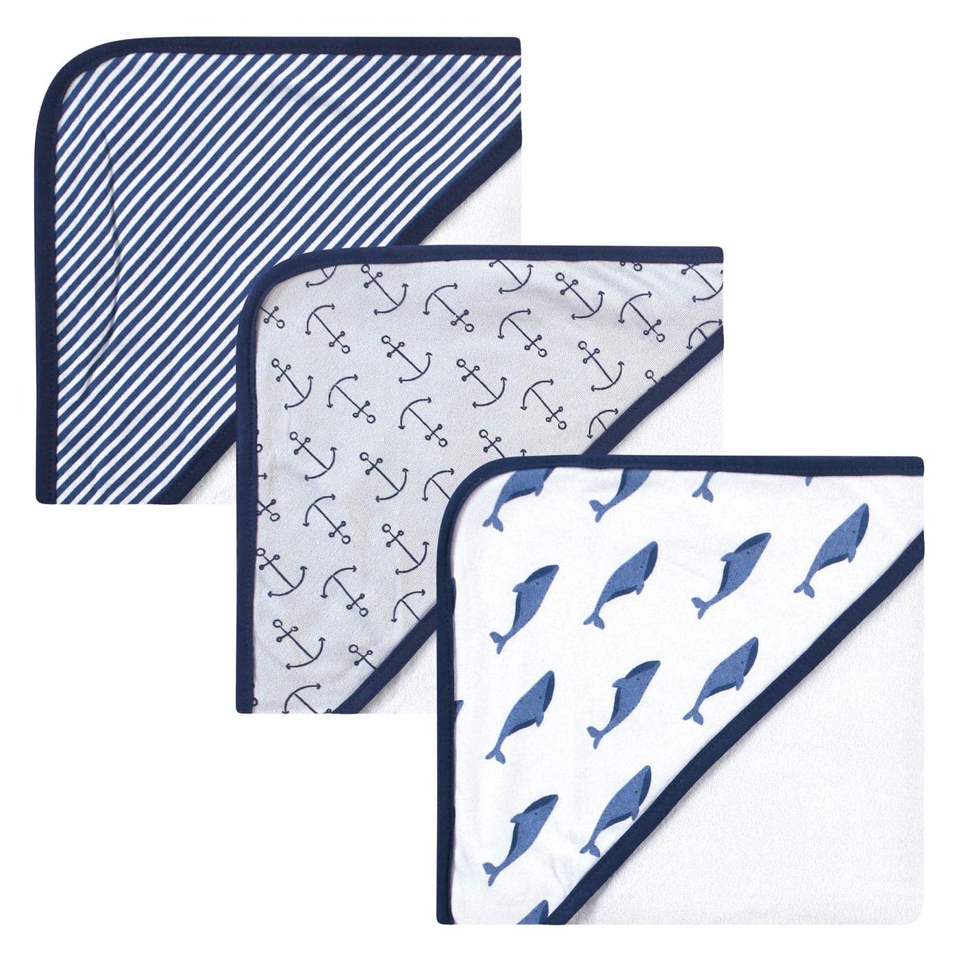 Touched by Nature Unisex Baby Organic Cotton Hooded Towels Blue Whale One Size