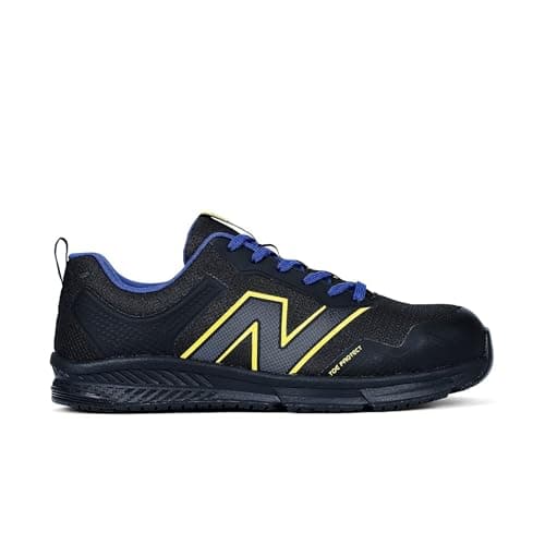 New Balance Evolve Aluminum Alloy Toe Men’s Industrial Work Shoes, Black/Blue/Yellow, Size 8.5, Wide, Comfortable & Light Work Shoes for Men, Electric Hazard, Slip Resistant
