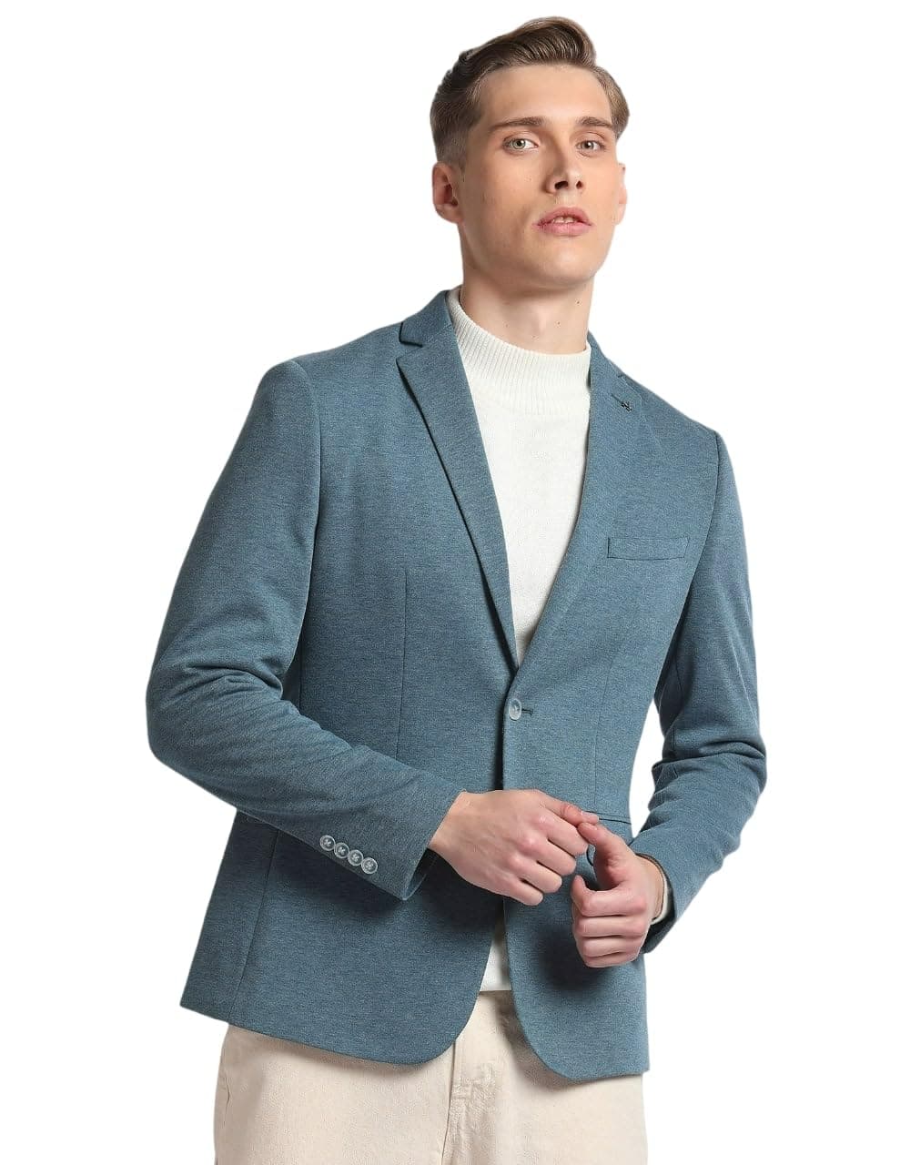 Arrow Slim Fit Men Blazers, Single-Breasted, Three Pockets, Button Closure Casual Blazer for Men - 38, Teal